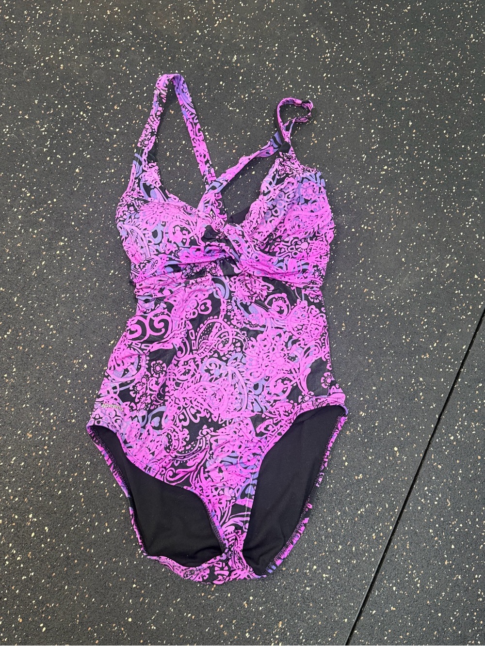 Speedo Pink and Black Floral One Piece Swimsuit